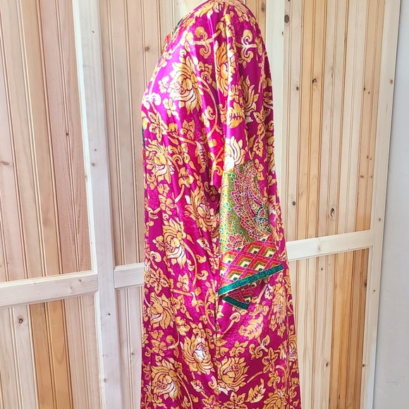 Vintage Oscar de La Renta Satin Caftan Dress Robe - Picture 6 of 8